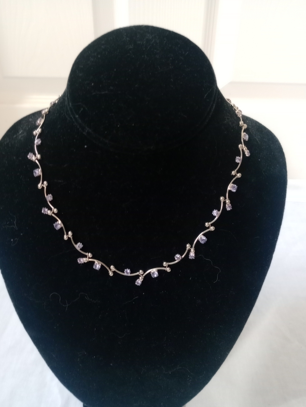 Vintage Monet Gold Tone Lavender Crystal Vine Necklace & Bracelet Set - Picture 3 of 13